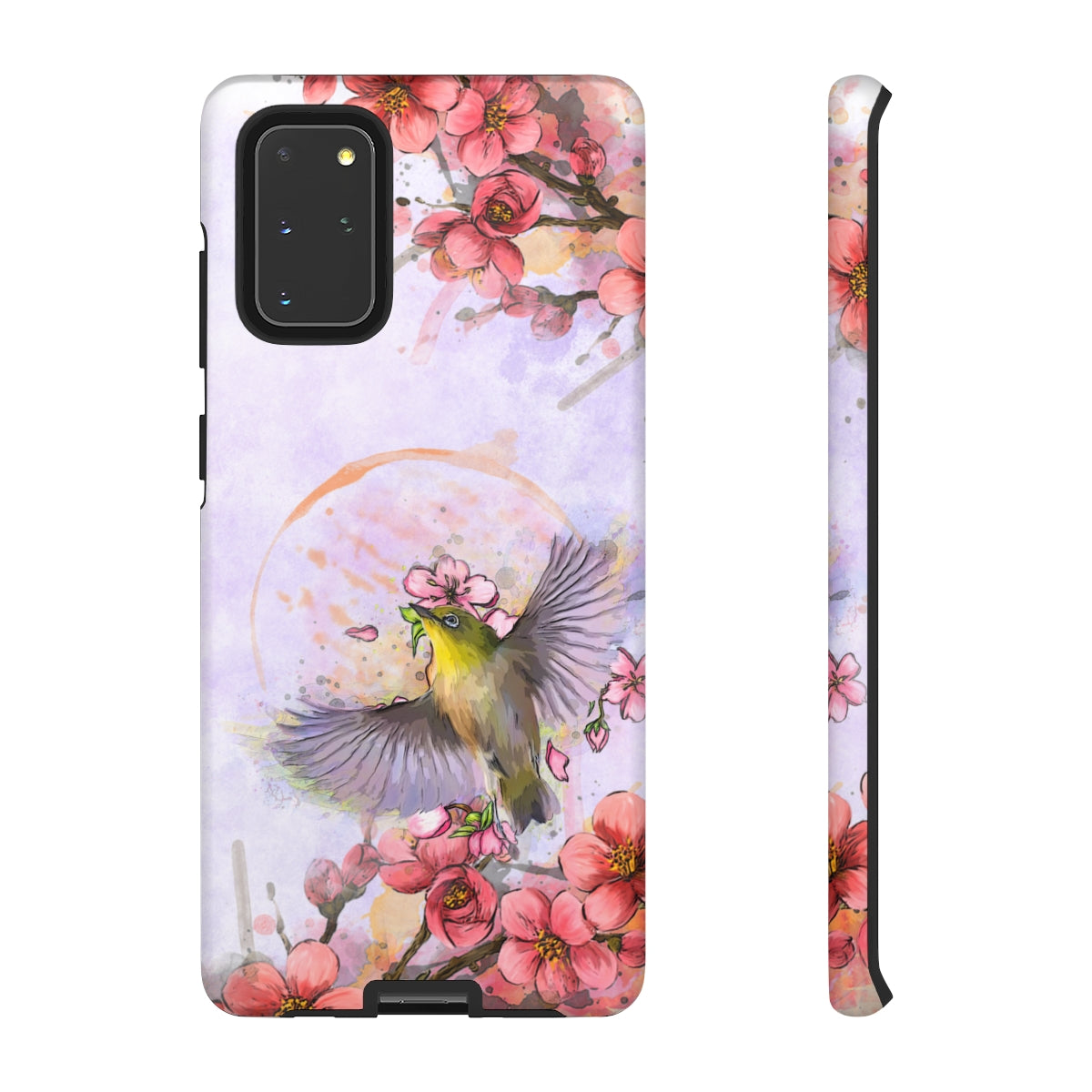 Cherry Blossom Birds, white background (Soar), Tough Cases - All Phones