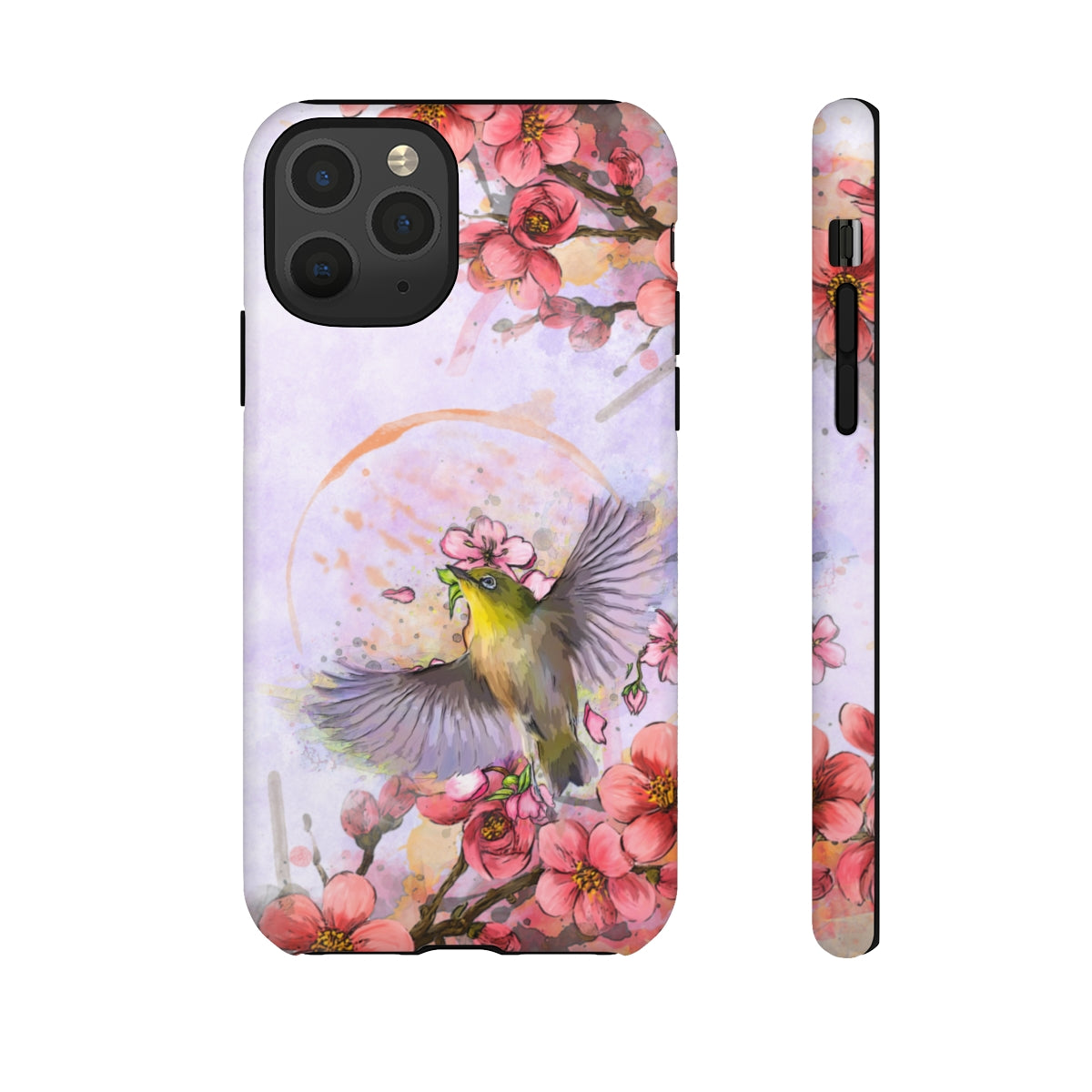 Cherry Blossom Birds, white background (Soar), Tough Cases - All Phones