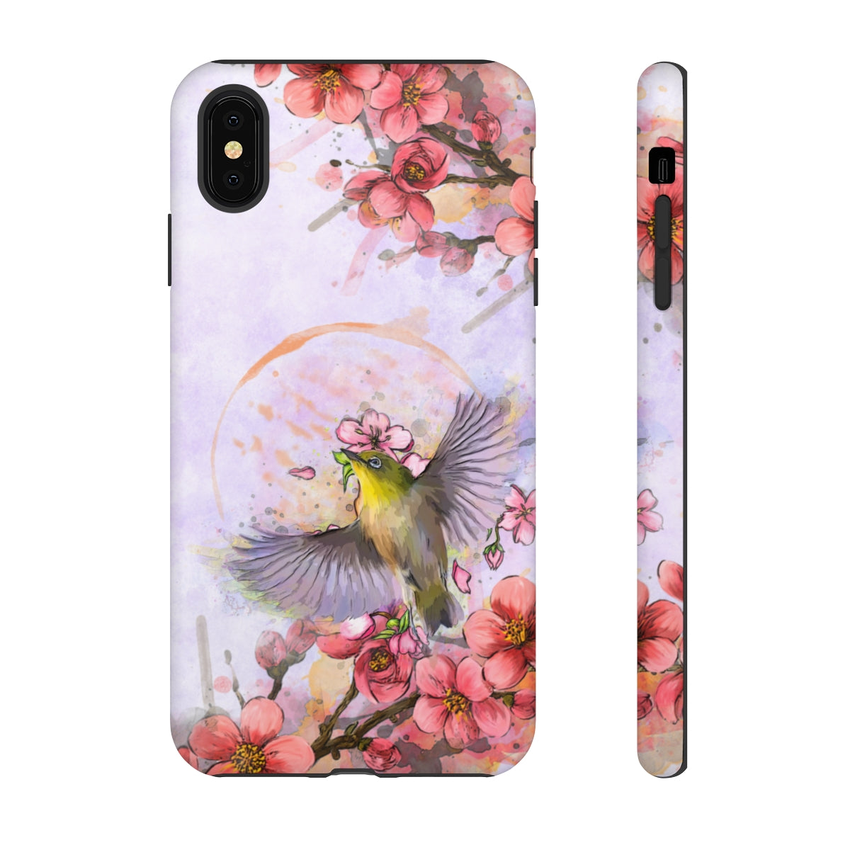 Cherry Blossom Birds, white background (Soar), Tough Cases - All Phones