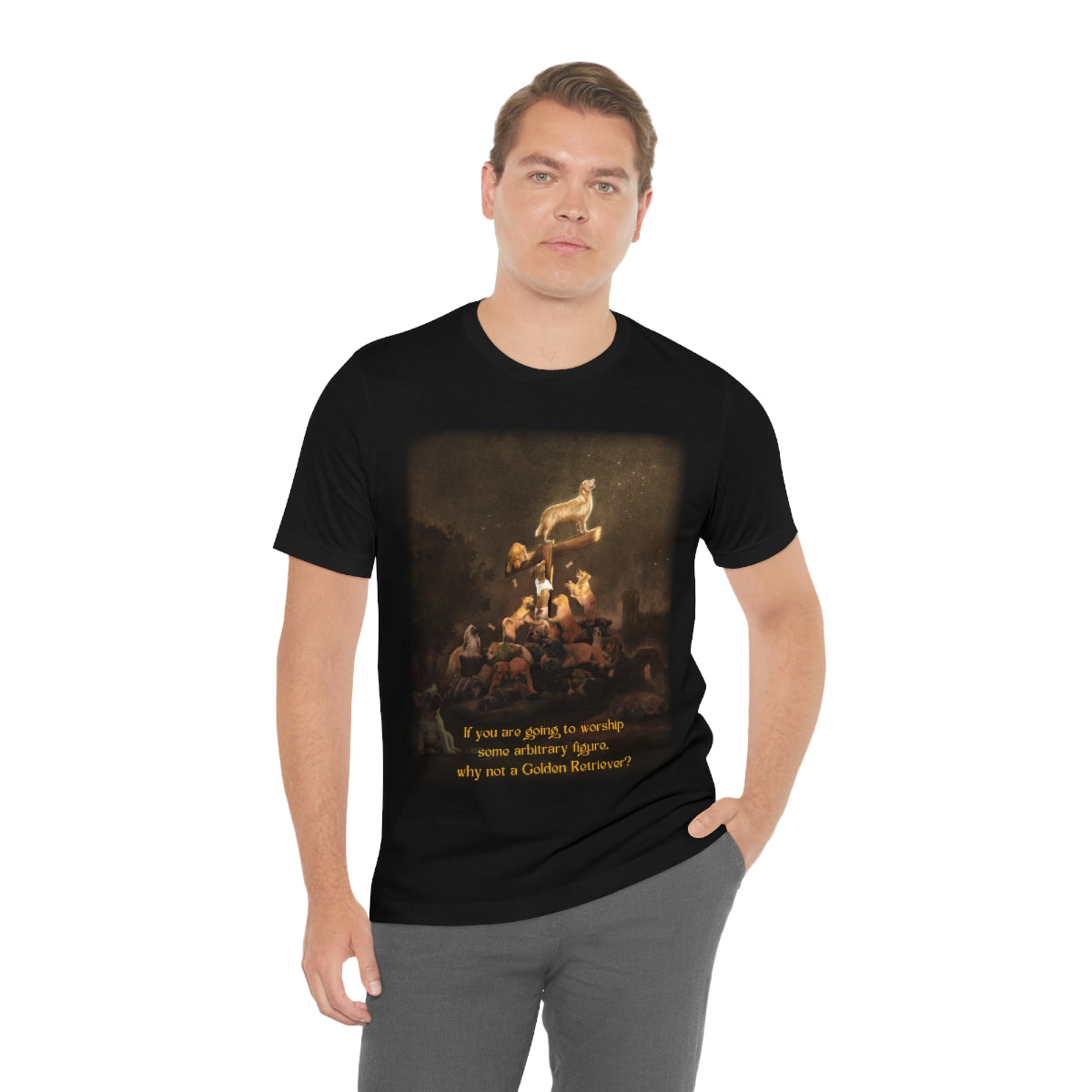 Shinedown on a Golden Retriever (with text): T shirt