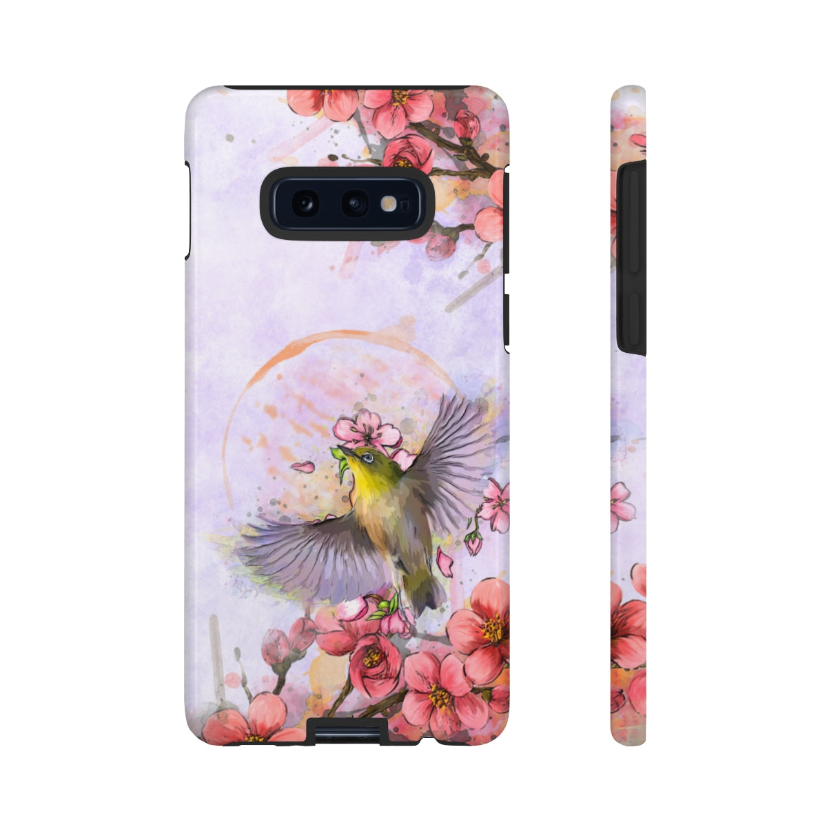 Cherry Blossom Birds, white background (Soar), Tough Cases - All Phones