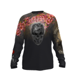 Skull and Cherry Blossoms: All-Over Print Unisex Staple Long Sleeve T-Shirt